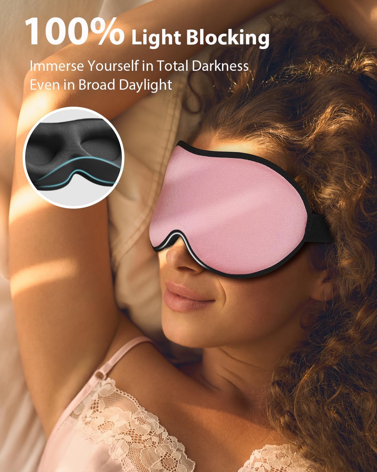 MABAO Weighted Sleep Mask, 100% Blackout Blindfold for Sleeping, Black