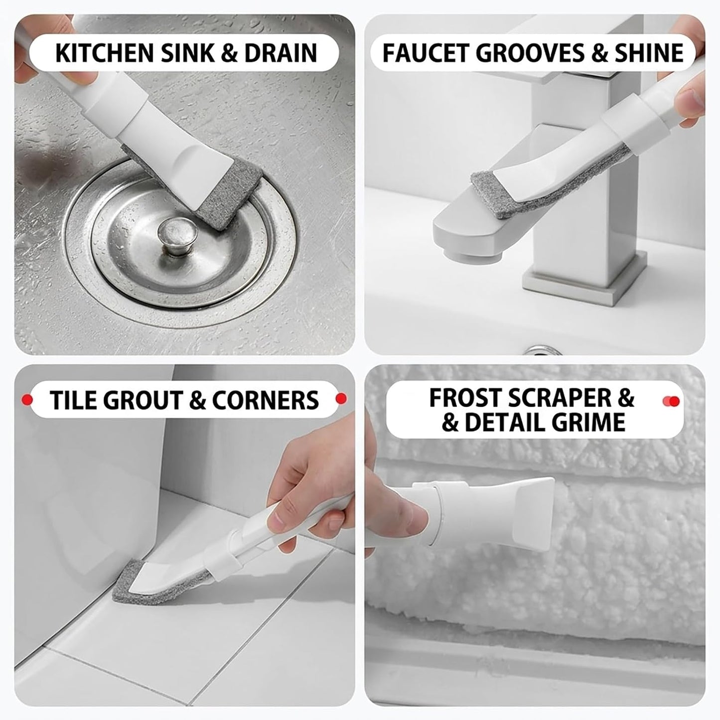 Home Detail Cleaning Kit, Crevice Cleaning Brush, 5-in-1 Detail Duster, Replacement Pads, Microfiber Sleeves and Storage Bag for Window Tracks, Air Vents, Kitchen and Bathroom