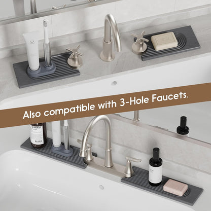 Faucet Mat for Kitchen Sink, Diatomite Quick Drying Tray , 15.8 Inch Kitchen Sink Splash Guard and Bathroom Stone Trays for Counter. Super Absorben.White.