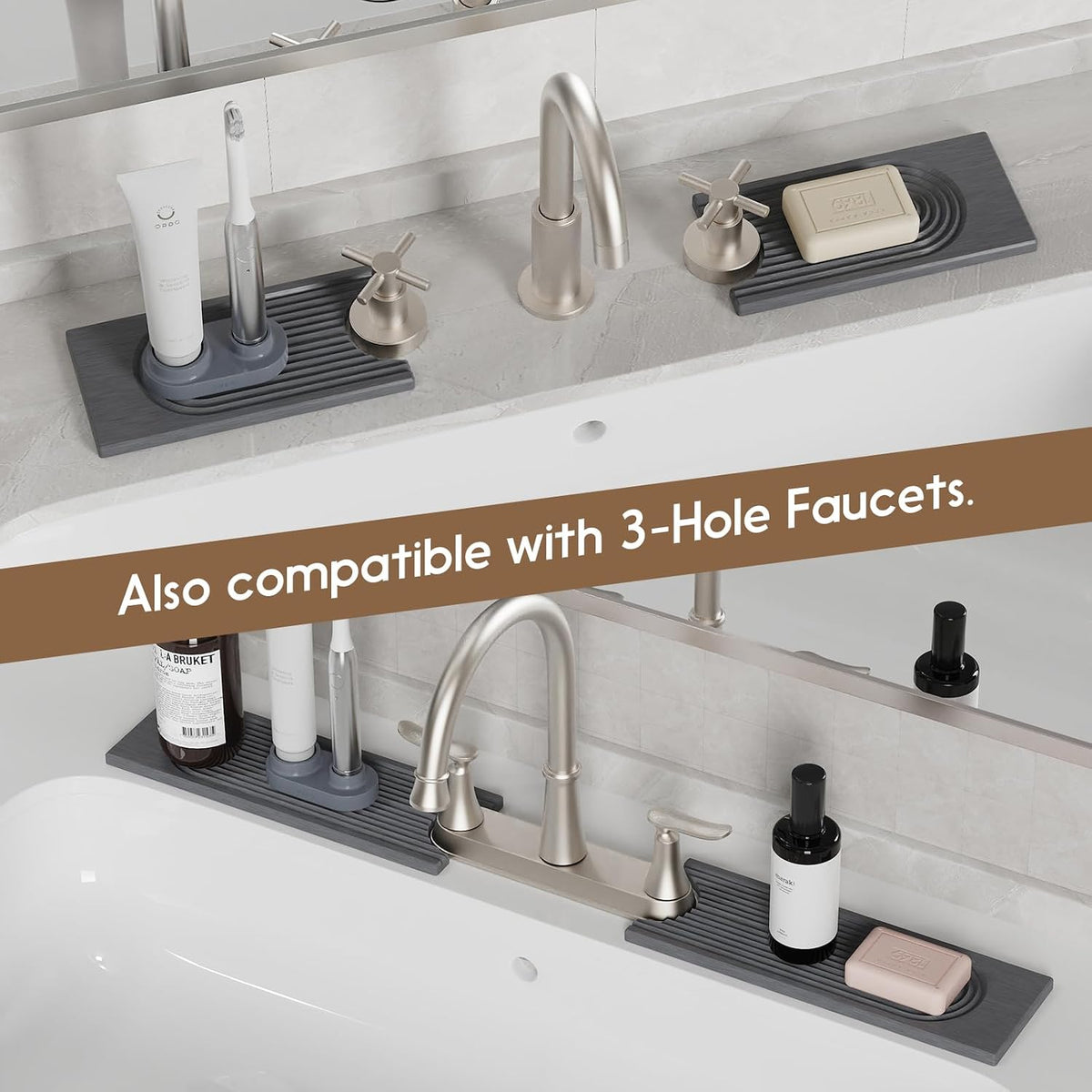 Faucet Mat for Kitchen Sink, Diatomite Quick Drying Tray , 15.8 Inch Kitchen Sink Splash Guard and Bathroom Stone Trays for Counter. Super Absorben.White.