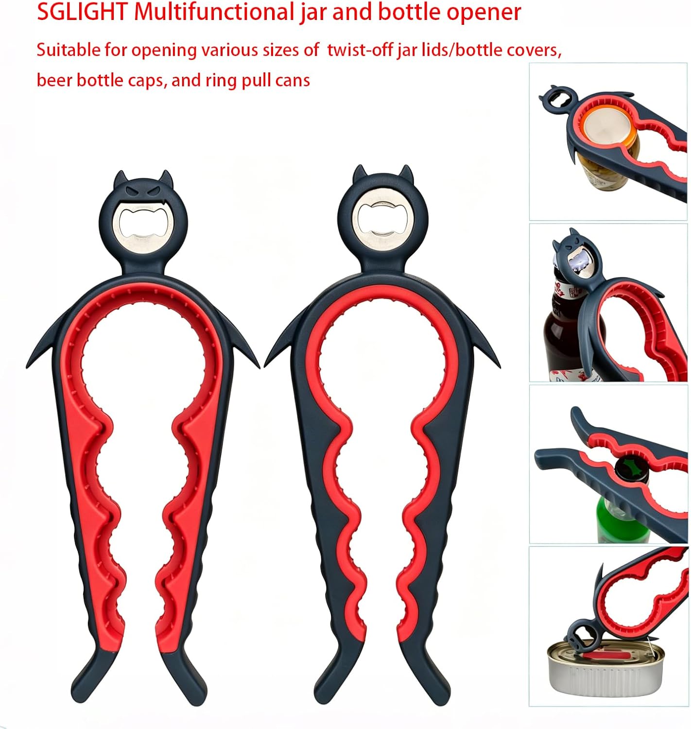 5 in 1 Jar Opener for Weak Hands, Bottle Opener for Seniors with Arthritis | Multi-Purpose Kitchen Tool, Non-Slip Ergonomic Handle, Opens Jars, Bottles & Cans Effortlessly, Ideal for Hand Pain & Seniors