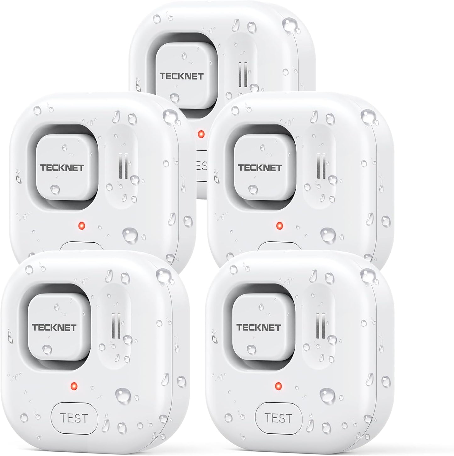 TECKNET Water Leak Detectors for Home, 120dB Water Sensor Alarm Leak Detector, IP66 Waterproof, Water Leak Detectors for Bathroom, Sink, Laundry, Window, Basements, Kitchens(3 Pack, Battery Included)