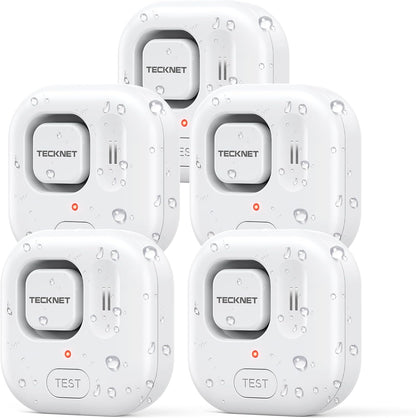 TECKNET Water Leak Detectors for Home, 120dB Water Sensor Alarm Leak Detector, IP66 Waterproof, Water Leak Detectors for Bathroom, Sink, Laundry, Window, Basements, Kitchens(3 Pack, Battery Included)