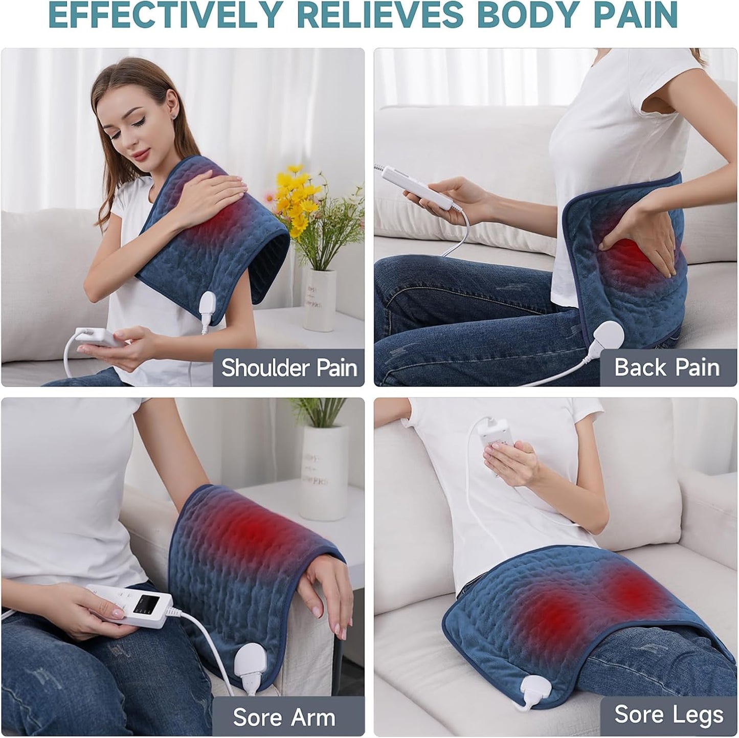 Heating Pad for Back, Neck, and Shoulder Pain Relief, Electric Heat Pad with 6 Heat Levels, Moist Heat Option, Auto Shut-Off, Birthday Christmas Gift for Women Men Mom Dad Grandma, Gift for her