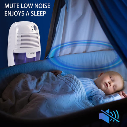 Small Dehumidifier,12V3A adapter，1200 Cubic Feet (215 sq ft) Portable Mini Dehumidifier Quiet Use for High Humidity in Home, Bathroom, Bedroom, Office, Basements, Wardrobe Closet,RV