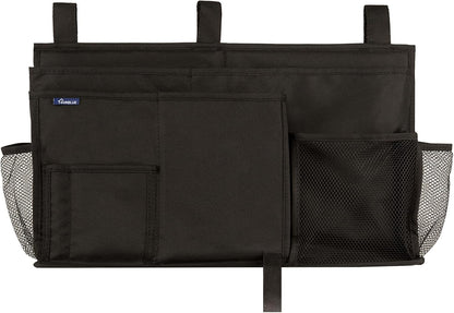 Surblue Bedside Caddy Hanging Organizer Storage Bag Pocket for Bunk, Hospital, College Dorm Rooms, Baby Bed Rails, Camp - 4 Pockets, 2 Hooks (Blue)