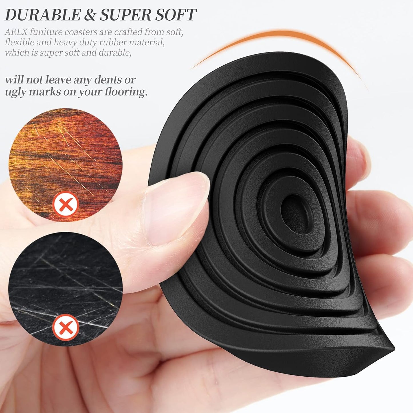 Furniture Coasters,Caster Cups,Furniture Leg Protectors 2.5 Inch 4pcs Rubber Pads no Slip for Hardwood Floors Black