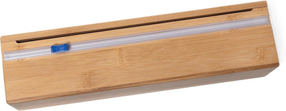 Lipper International Bamboo Wood Kitchen Wrap Dispenser with Cutter for Standard 12" Wide Rolls of Aluminum Foil, Plastic Wrap, or Wax Paper, 13 7/8" x 3 3/8" x 3 1/2"