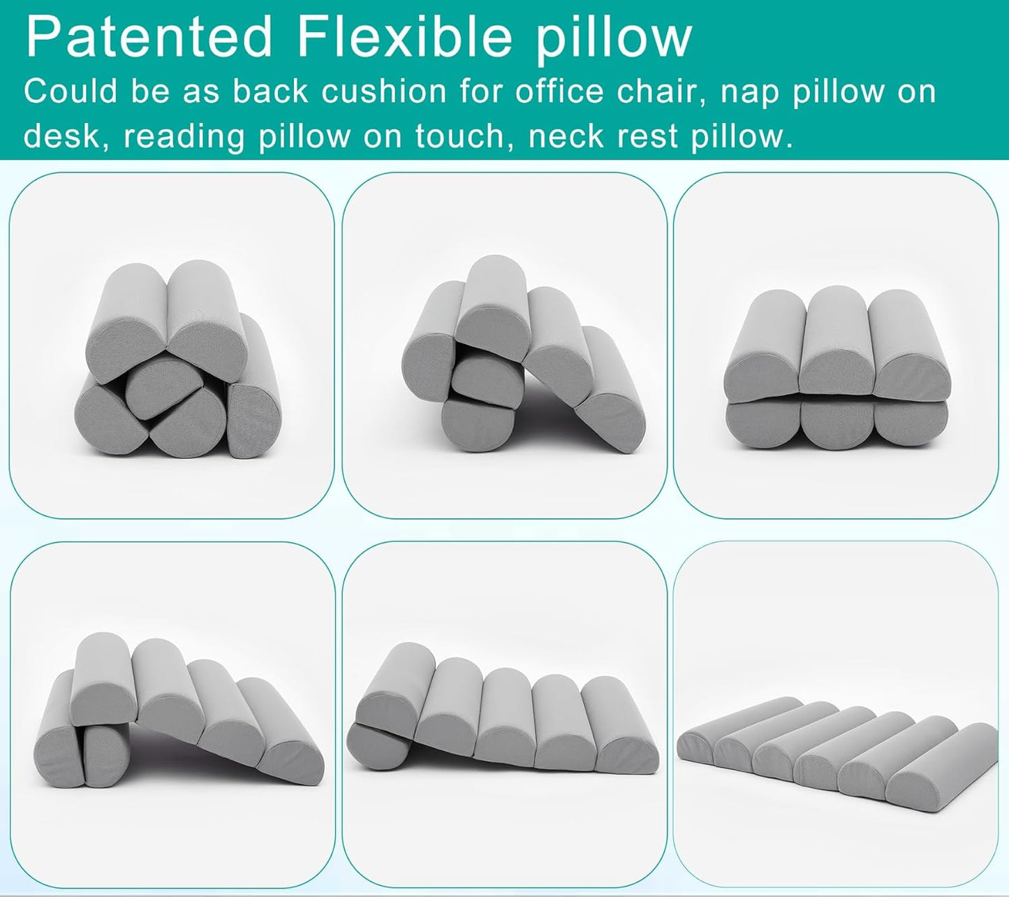 Lumbar Support Pillow for Office Chair,Multiple Adjustable | Back Support for Office Chair High Back/Couch/Sitting on Bed,Patented 6 Semi Cylindrical Back Cushion,Short Velvet Cover