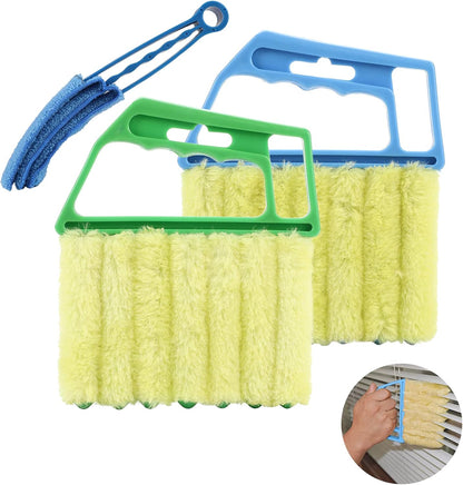 Mwellewm 2Pcs Window Venetian 7 Finger Dusting Cleaner Tool and 1Pc Window Blind Cleaner Duster Brush Hand-Held Window Shutters Venetian Shades Brush for Air Conditioner Duster Dirt