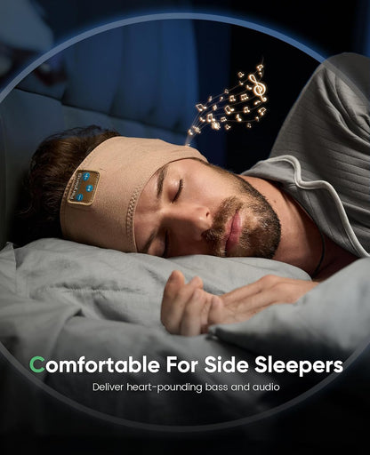 Perytong Sleep Headphones Bluetooth 5.4 Headband, Wireless Sleep Headphones for Side Sleepers - Sleeping Headband with Ultra-Thin Speaker Microphone Handsfree Gift Ideas for Women Men