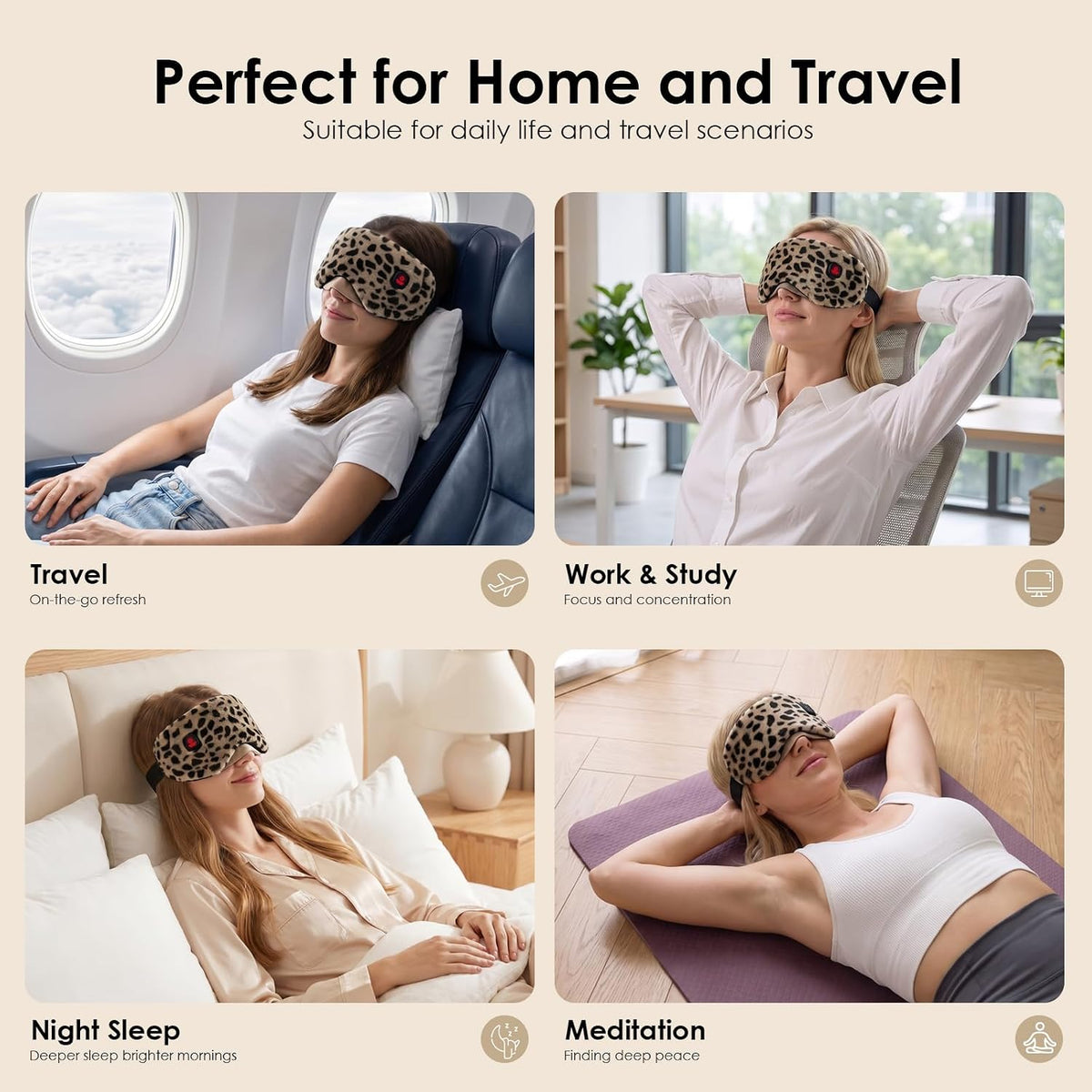 Heated Eye Mask for Dry Eyes, Cordless Warm Eye Compress for Travel, Styes & Chalazion, Blepharitis & MGD, 1500mAh Rechargeable Battery 3 Temperature Modes & Timed Shutdown, Washable Cover(Pattern2)