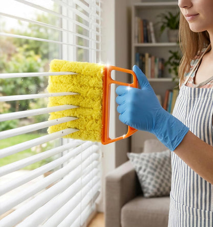 2 Pcs Blind Duster for Wood Blinds, 7 Finger Blind Cleaner Duster Tool | Microfiber & Washable for Easy Dusting (Orange)