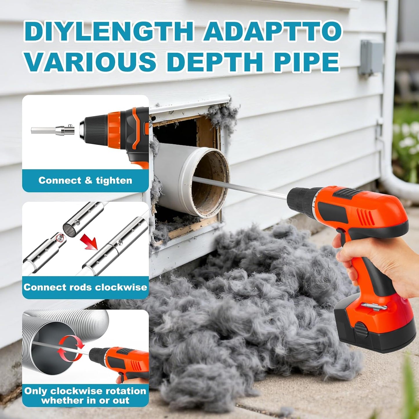 Sealegend 40Ft Dryer Vent Cleaner Kit Flexible Lint Remover | Upgraded Quick-Snap Brush with Drill Attachment for Easy to Use, Deep Clean, Lint Removal, Easy DIY Assembly, Home Essential