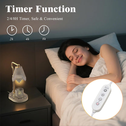 Flower Candle Warmer Lamp,Adjustable Timer & Dimmer(Black2) | Adjustable height fits jars. Timer & dimmer safe melt. 2 bulbs & heat-proof base. Perfect for bedroom, office, or gifting.