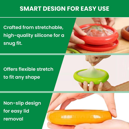 Avocado Saver Storage Containers | Set of 4 Silicone Lids Reusable Fresh Pods | Air Tight Containers for Food Avocado, Onion, Tomato & Halved Produce Half Cut Fruits Tomato Savers