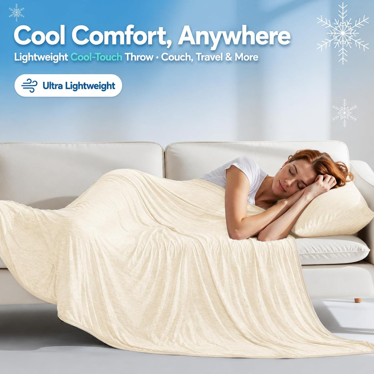 Cooling Blanket Queen Size for Hot Sleepers, Q-Max >0.4, 90 x 90 Inch, Grey