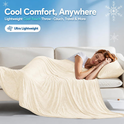 Cooling Blanket Queen Size for Hot Sleepers, Q-Max >0.4, 90 x 90 Inch, Grey
