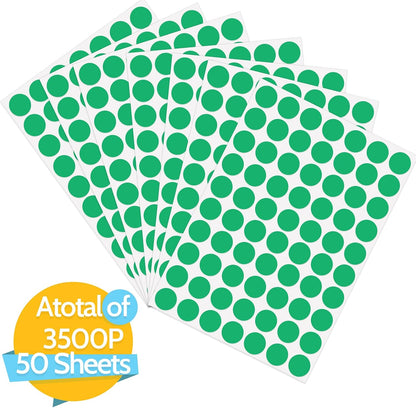 3500 Pieces Dot Stickers, 3/4 inch Color Coding Labels, 10 Color Circle Price Stickers for Office Classroom Student