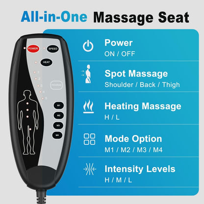 Vibration Massage Seat Cushion with Heat, Full Back & Neck Massager for Chair, 8 Motors Massage Pad with Adjustable Lumbar Support, Heated Chair Cushion for Office Home Recliner