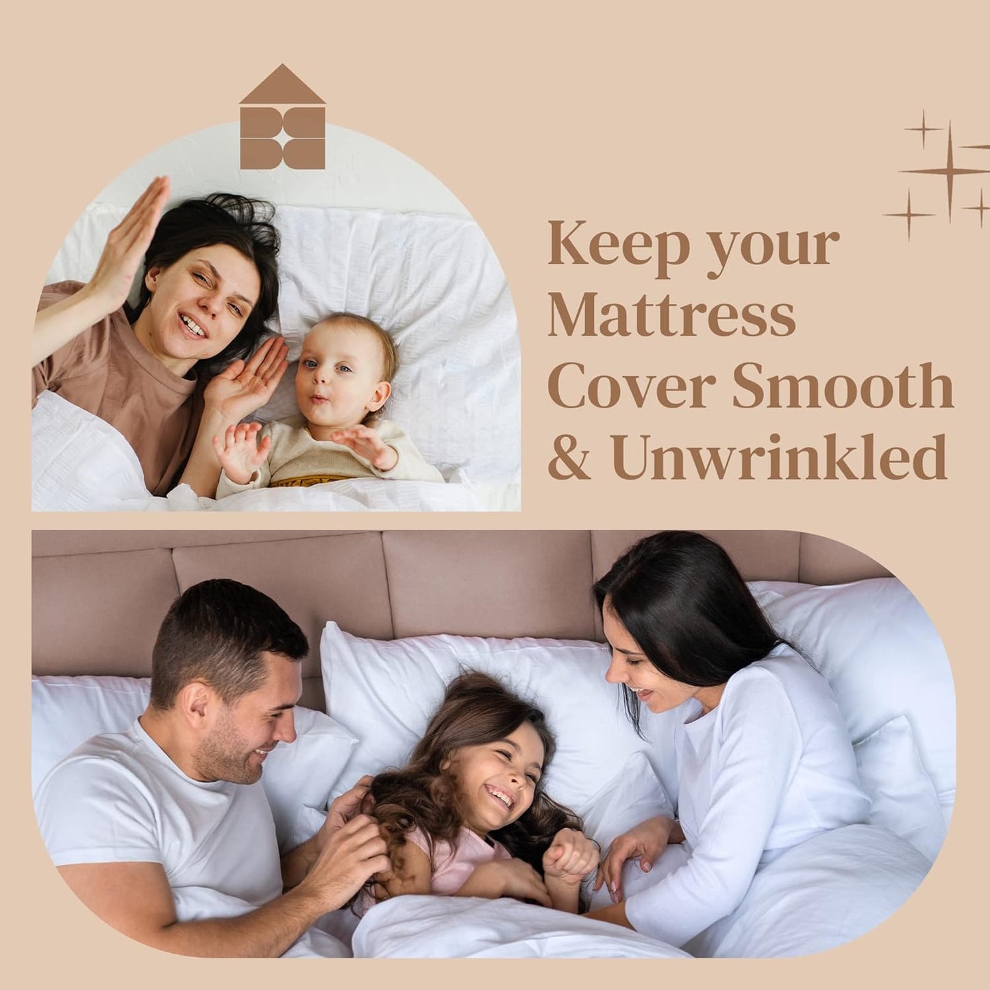 FeelAtHome Adjustable Bed Sheet Clips & Corner Fasteners, 4 Pack, White | Heavy Duty Elastic Straps Keep Fitted Sheets Securely in Place. Ideal Corner Holders for Twin, Queen, King, RV & Bunk Beds