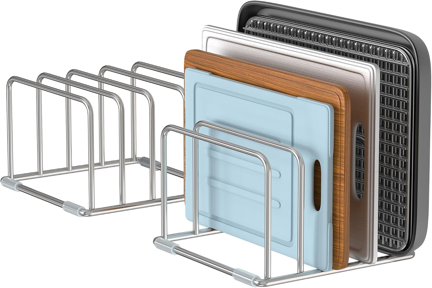 Cutting Board Holder Stand, Chopping Board Organizer Rack with 304 Stainless Steel, Cookie Sheet Storage Organizer, 1.0 & 1.2 Inch Wide Slots (1 Pack)