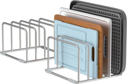 Cutting Board Holder Stand, Chopping Board Organizer Rack with 304 Stainless Steel, Cookie Sheet Storage Organizer, 1.0 & 1.2 Inch Wide Slots (1 Pack)
