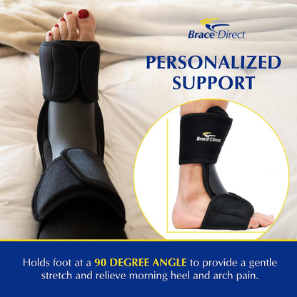 Brace Direct Dorsal Night Splint - Plantar Fasciitis, Achilles & Drop Foot | Adjustable sleeping splint that eases heel & arch pain & posterior tibial tendonitis with a gentle plantar fascia stretch