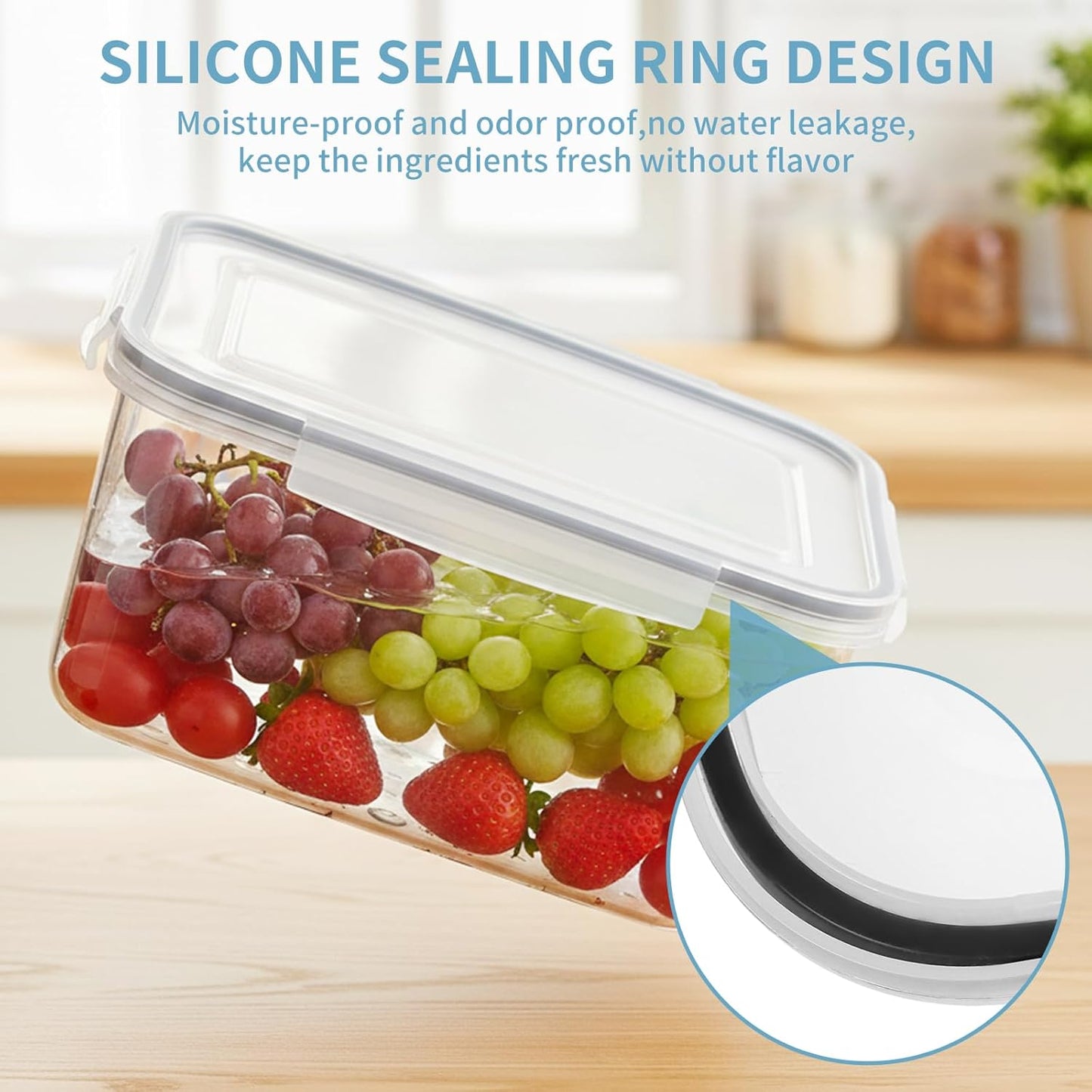 Grape Container for Fridge,3PCS(0.9-13.5Qt) | Leakproof Grape Container with Removable Colander,Dishwasher&Microwave Safe,Keep Fruits, Vegetables, Meat Fresh Longer
