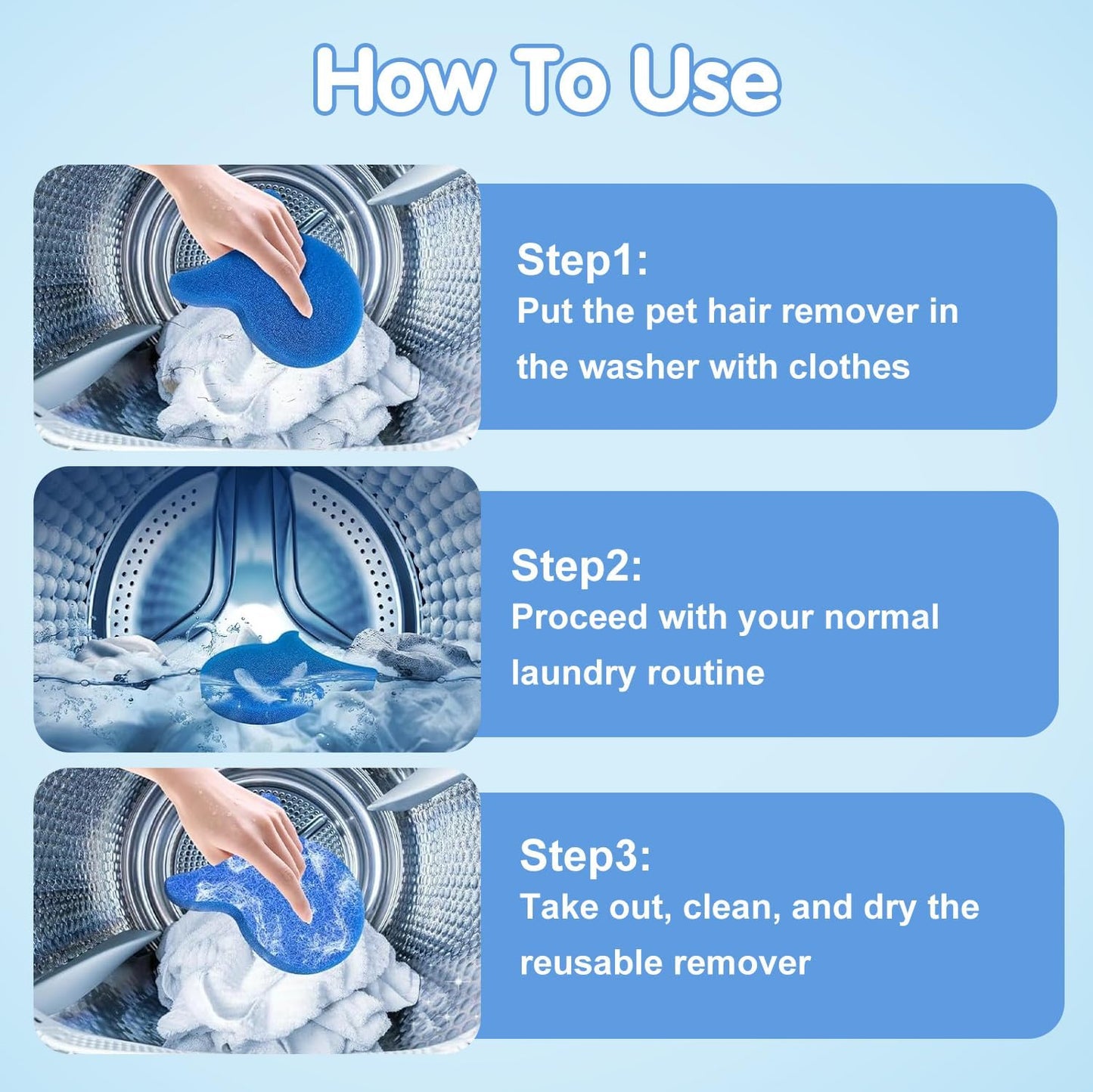 8 Pcs Pet Hair Remover for Laundry,Reusable Dog & Cat Hair Catcher Tool,Effectively Removes Fur,Lint and Dander from Clothing and Bedding,Safe for Washing Machines and Dryers