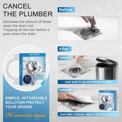 25 Pack, Disposable Shower Drain Hair Catcher Mesh Stickers, Disposable Hair Drain Catcher.(White,4.1inch), Hc2-4.1inRound-25