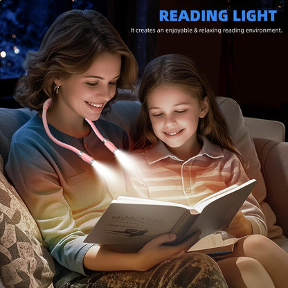 Neck Reading Light, Book Light for Reading in Bed, 3 Modes USB Rechargeable Hands Release Reading Lamp for Reader Knitting Camping Repairing (Pink)