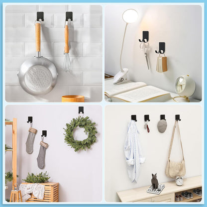 VIS'V Shower Wall Adhesive Razor Holder for His and Hers, Black, 2 Pcs | Metal Material, Compact Design, Peel and Stick, Fit for Smooth Flat Surfaces