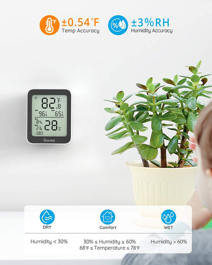 Govee Indoor Hygrometer Thermometer H5075 with Bluetooth App Control | Room Temperature Humidity Meter, 164ft Remote Monitor, Smart Alerts, 2 Years Data Storage Export, for Bedroom Wine Cellar