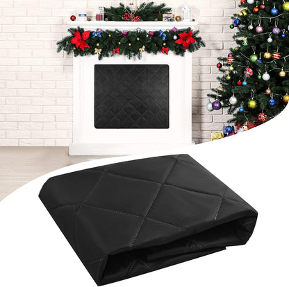Magnetic Fireplace Cover Blanket Draft Stopper 45*34in Brick Fireplace Screen Insulation Cover Chimney Cold Air Blocker with Strong Magnet Hook-and-Loop Fasteners for Winter Iron Frame Stops Heat Loss