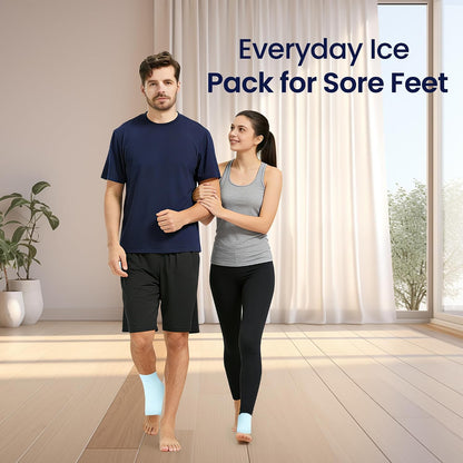 Ankle Ice Pack Wrap for Swelling & Sprained Ankle, Blue, Small+Ice Packs | Reusable Gel Ice Pack for Hot & Cold Therapy - Compression Sleeve for Swelling, Achilles Tendonitis,Plantar Fasciitis
