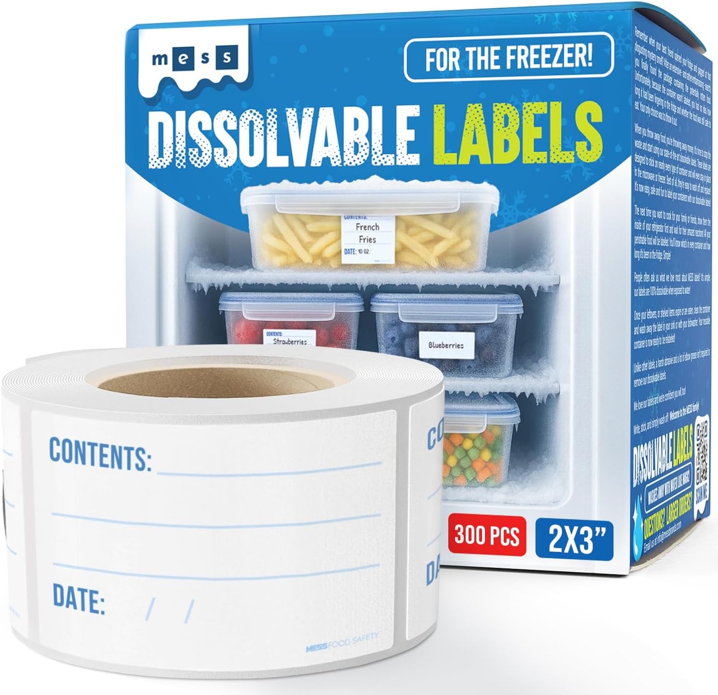 Freezer Labels 1x2 in 200/Roll, Dissolvable Fill in Canning Jar Stickers | Preprinted write on lines, use pen or marker, containers, bottles, food storage, meal prep, pantry, peels clean, no residue