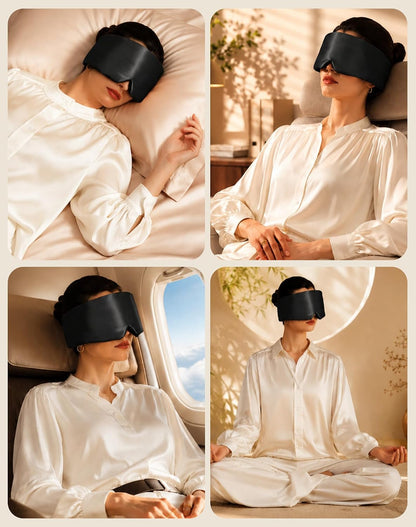 SilkSilky 22 Momme Mulberry Silk Sleep Mask for Side Sleepers, Black