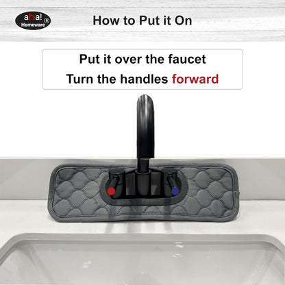 Bathroom Sink Splash Guard Oval-Hole Rectangle-Hole: AHA HOMEWARE, Faucet Mat for Bathroom Sink Oval Base, Bathroom Sink Water Splash Guard Centerset Rectangle Base (Gray & Gray)