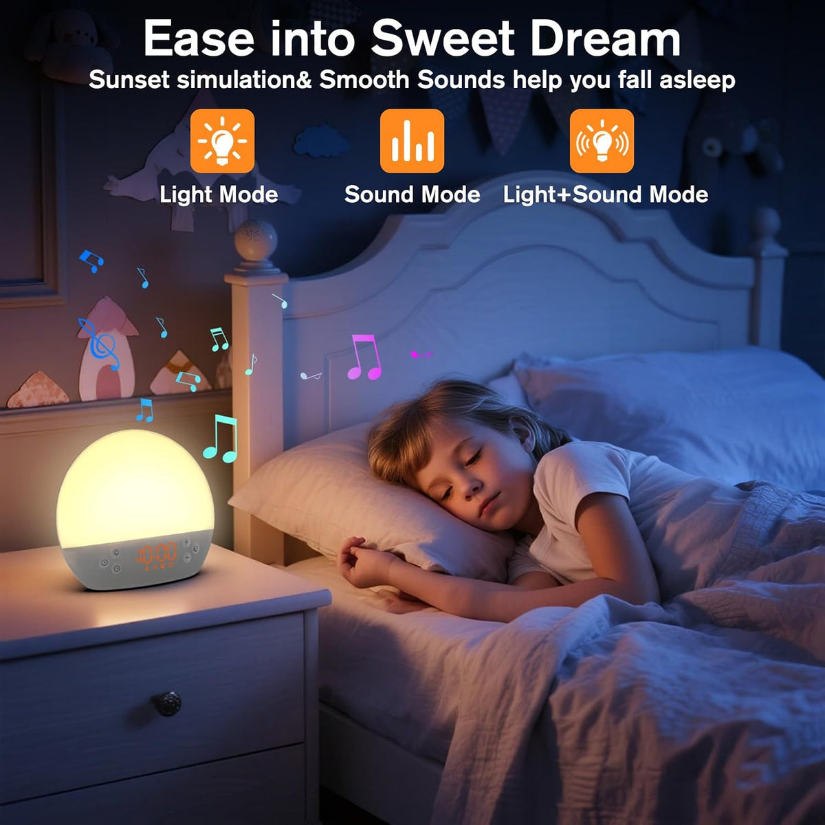 Sunrise Alarm Clock Wake up Light White Noise Sound Machine with Timer
