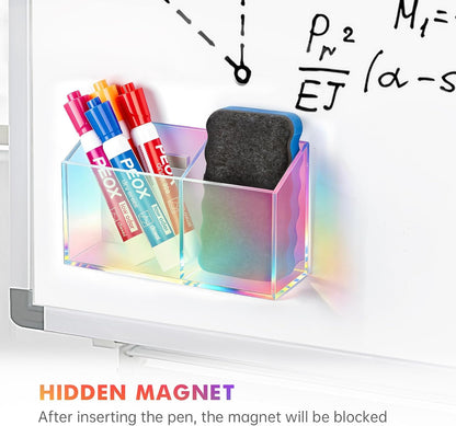 BEYGORM Magnetic Dry Erase Marker Holder for Whiteboard & Refrigerator | Non-slip Acrylic Pen Holder for Classroom, Fridge Magnet, Locker Organizer Accessories, Teacher & School Supplies(Black)