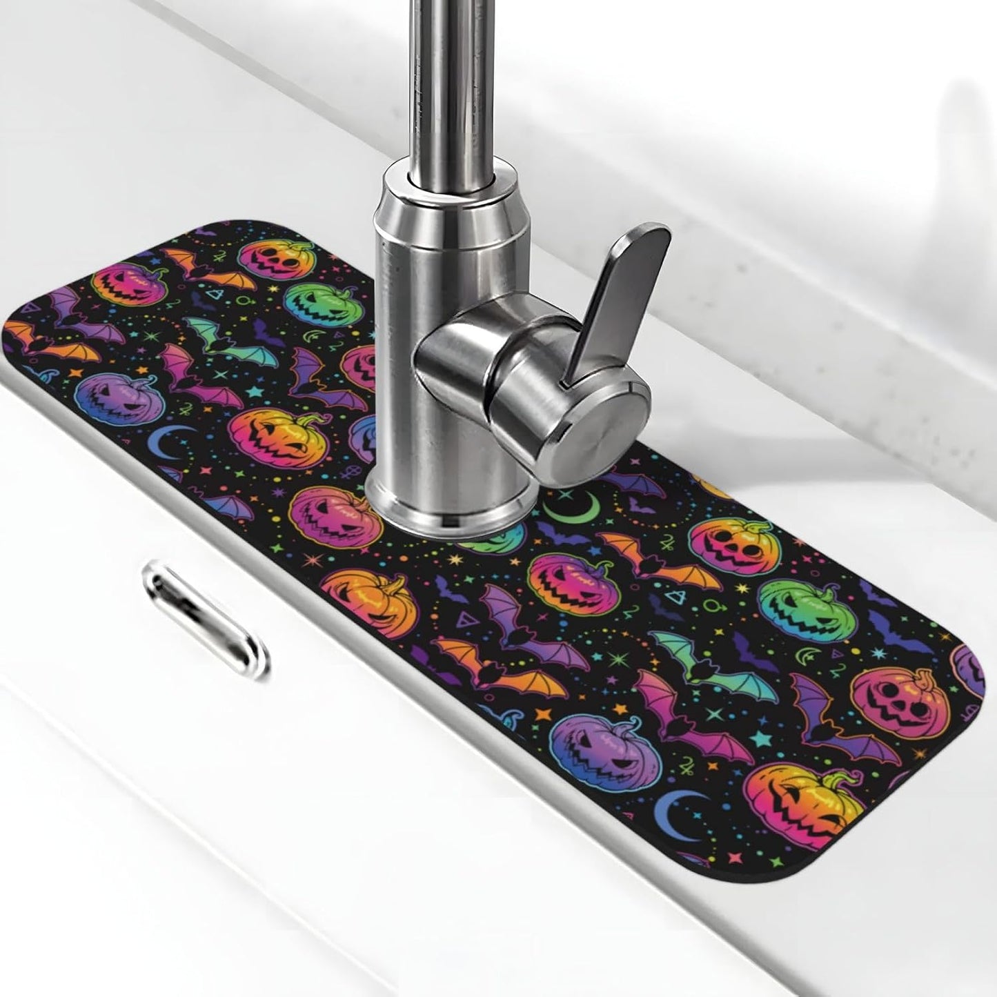Wildflowers Floral Flower Kitchen Sink Splash Guard Faucet Mat Super Absorbent Fast Drying Mat Sink Gadgets-Fast Drying Pad Sink Mat For Kitchen Bathroom (15" X 5.5" )