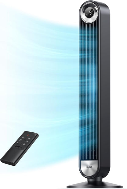 DREO Tower Fan for Bedroom, Upgraded DC 28ft/s Velocity, 9 Speeds