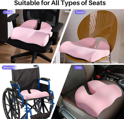 Ergonomic Seat Cushion, Office Chair Cushion for Sciatica Support, Pink
