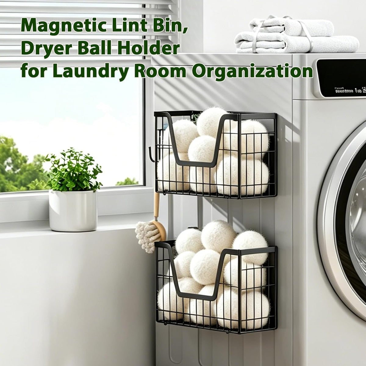 Magnetic Shelf for Fridge, Fruit Basket Magnet Shelves with 2 Hooks