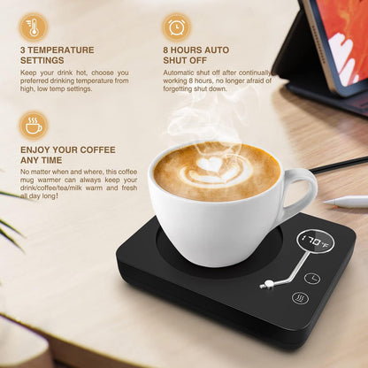 Tiptop Home Coffee Mug Warmer for Desk, Auto Shut Off, 3 Temperature Settings, Smart Candle & Tea Warmer with Gravity Sensor