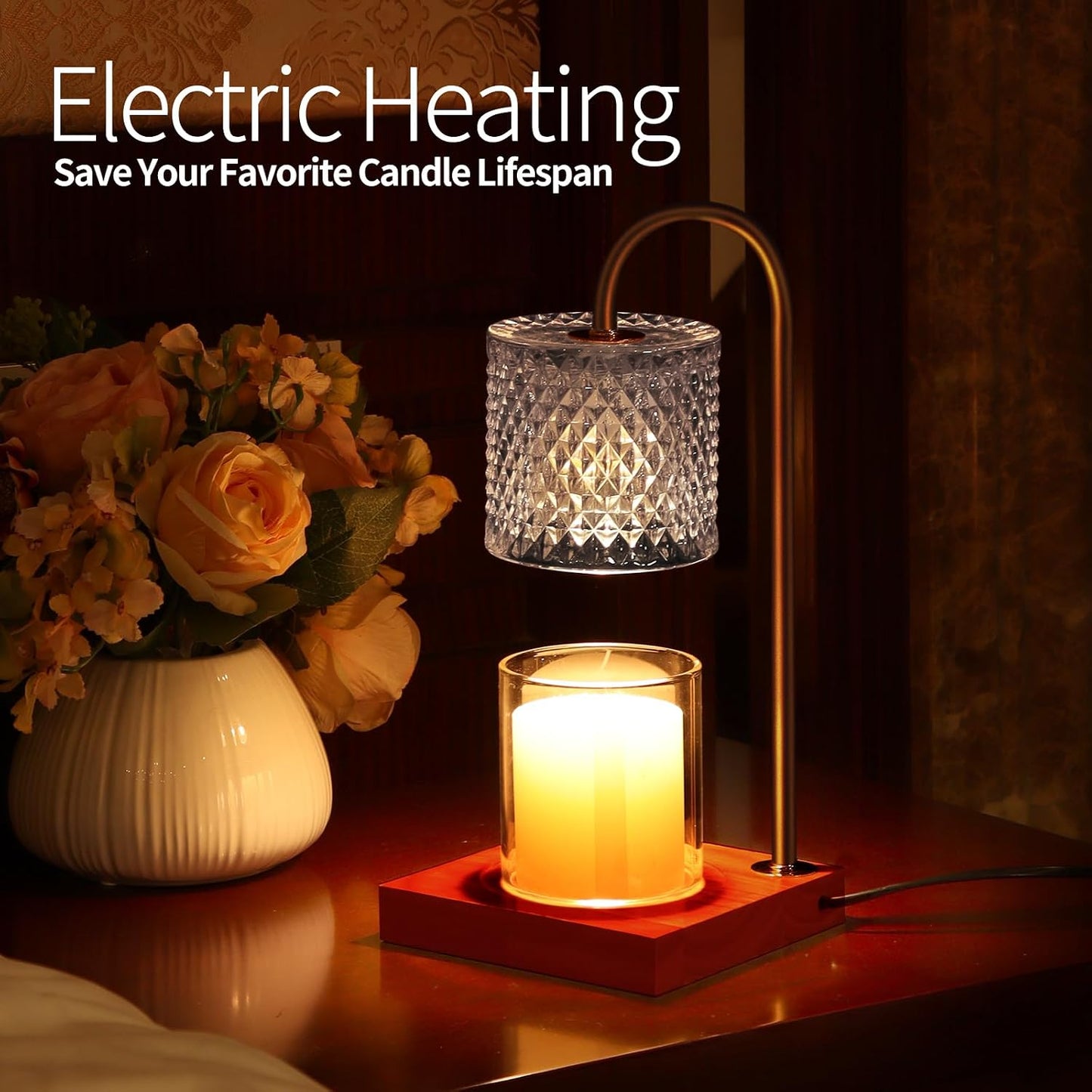 Candle Warmer Lamp with Timer Dimmer, Birthday Gifts for Women Mom, House Warming Gifts, Elegant New Home Decor, Wax Warmer for Jar Candles, Heater Lamp for Scented Wax, Amber Glass