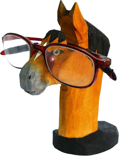 Red Dollar Handmade Wood Carved Animal Eyeglass Holder, Cute Sunglasses Display Stand, Nightstand Home Office Desk Decor, Christmas Holiday New Year Business Gift for Men Women Adults (Dog)