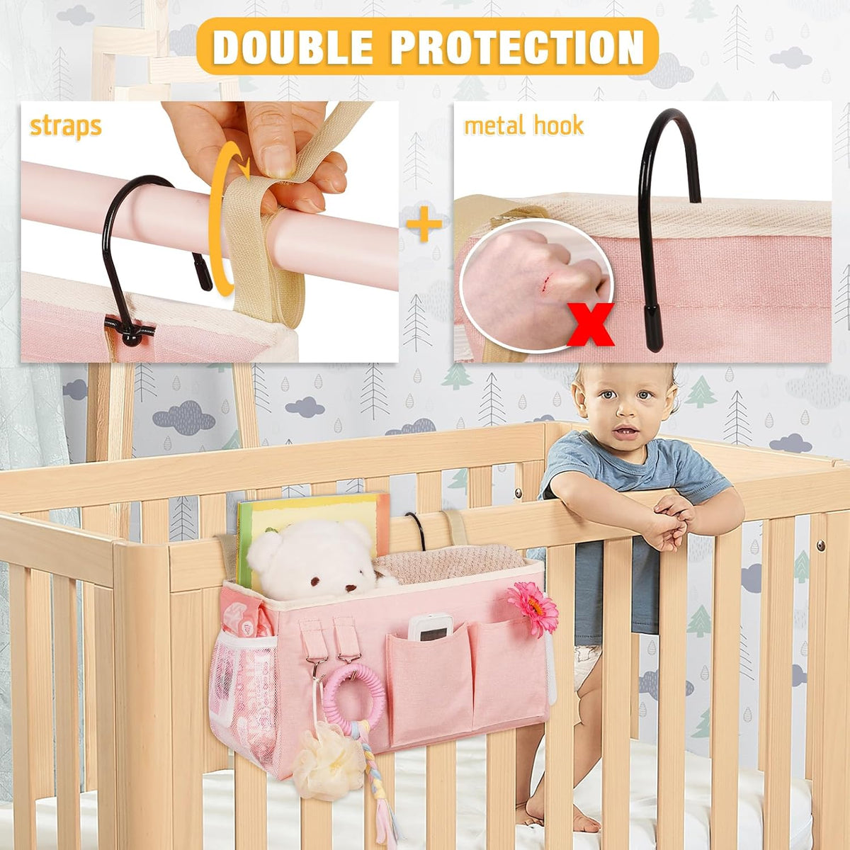 Lilithye Bedside Caddy, Bedside Storage Bag Hanging Organizer for Bunk Bed