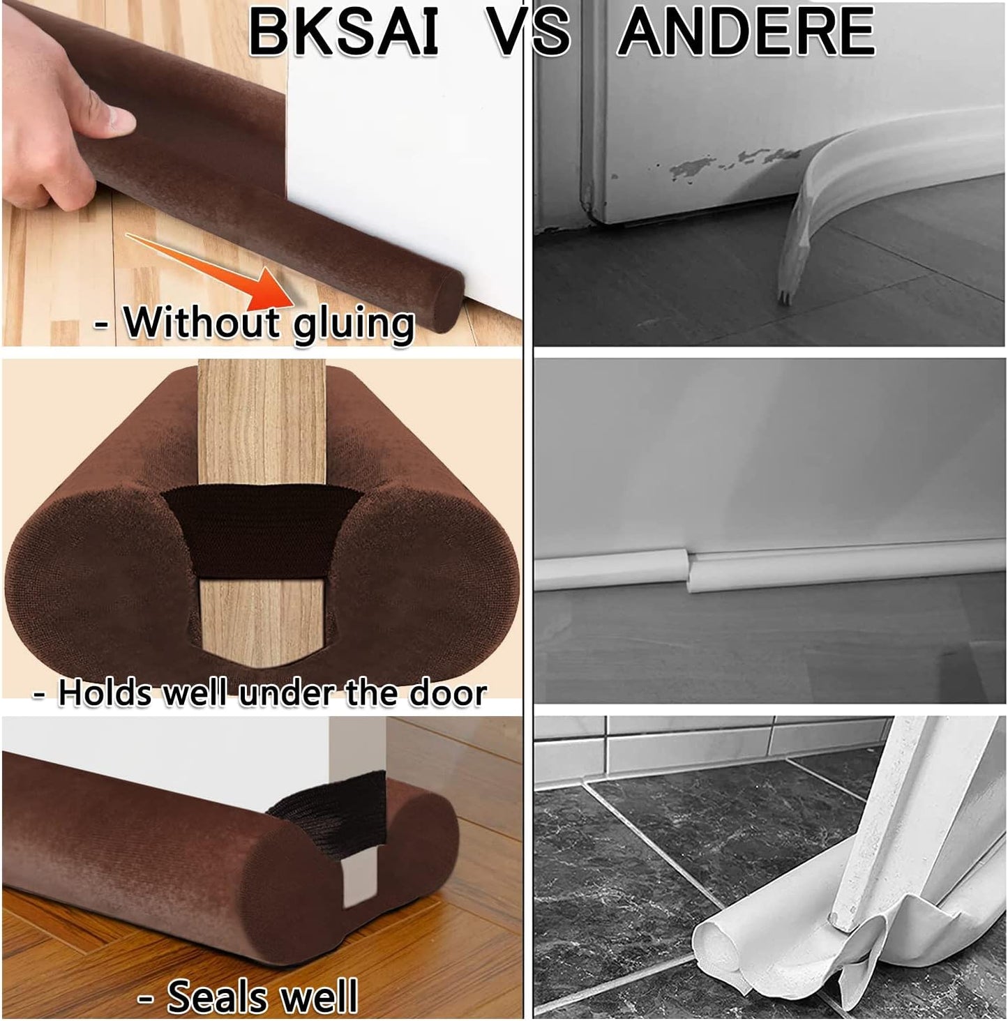 BKSAI Door Draft Stopper for Doors 29-35" No Adhesive Draft Stopper for Bottom of Door Draught Excluder Under Door Wind Blocker Reduce Noise Draught Excluder Sweep Sound Proof(Black) | No Adhesive, For Bottom of Door, Wind Blocker, Reduce Noise, Sound